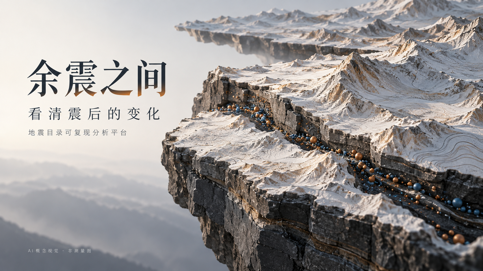 余震之间：悬浮地形与蓝赭色震源概念主视觉